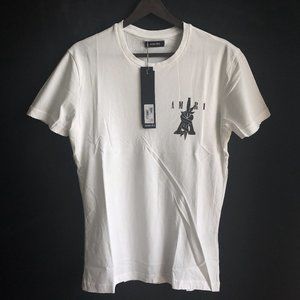 AMIRI Women Black Printed Destroyed White T-Shirt